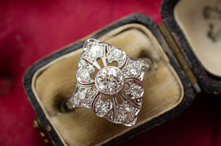 1.43CTW EDWARDIAN OLD EUROPEAN CUT DIAMOND RING - SinCityFinds Jewelry