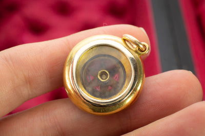 VICTORIAN ROSE CUT DIAMOND AND TURQUOISE LOCKET PENDANT - SinCityFinds Jewelry