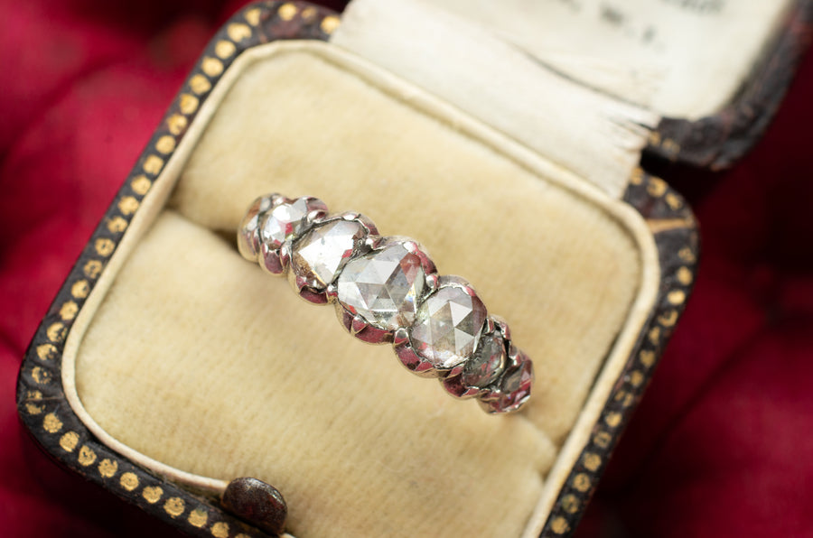 GEORGIAN SEVEN STONE HALF HOOP BAND - SinCityFinds Jewelry