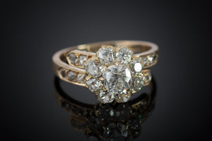 1.70CTW OLD MINE CUT DIAMOND CLUSTER RING - SinCityFinds Jewelry