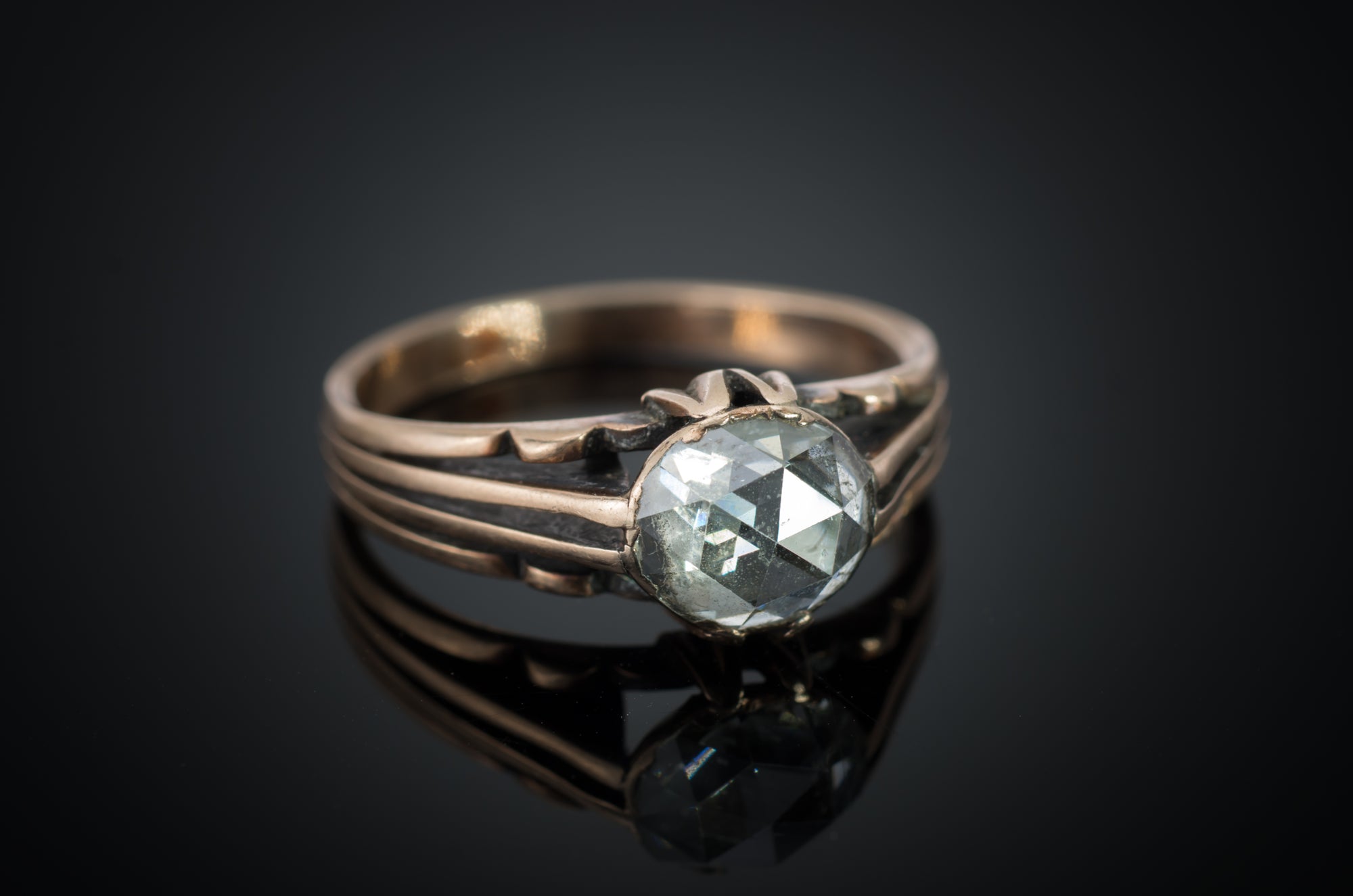 ANTIQUE ROSE CUT DIAMOND SOLITAIRE - SinCityFinds Jewelry
