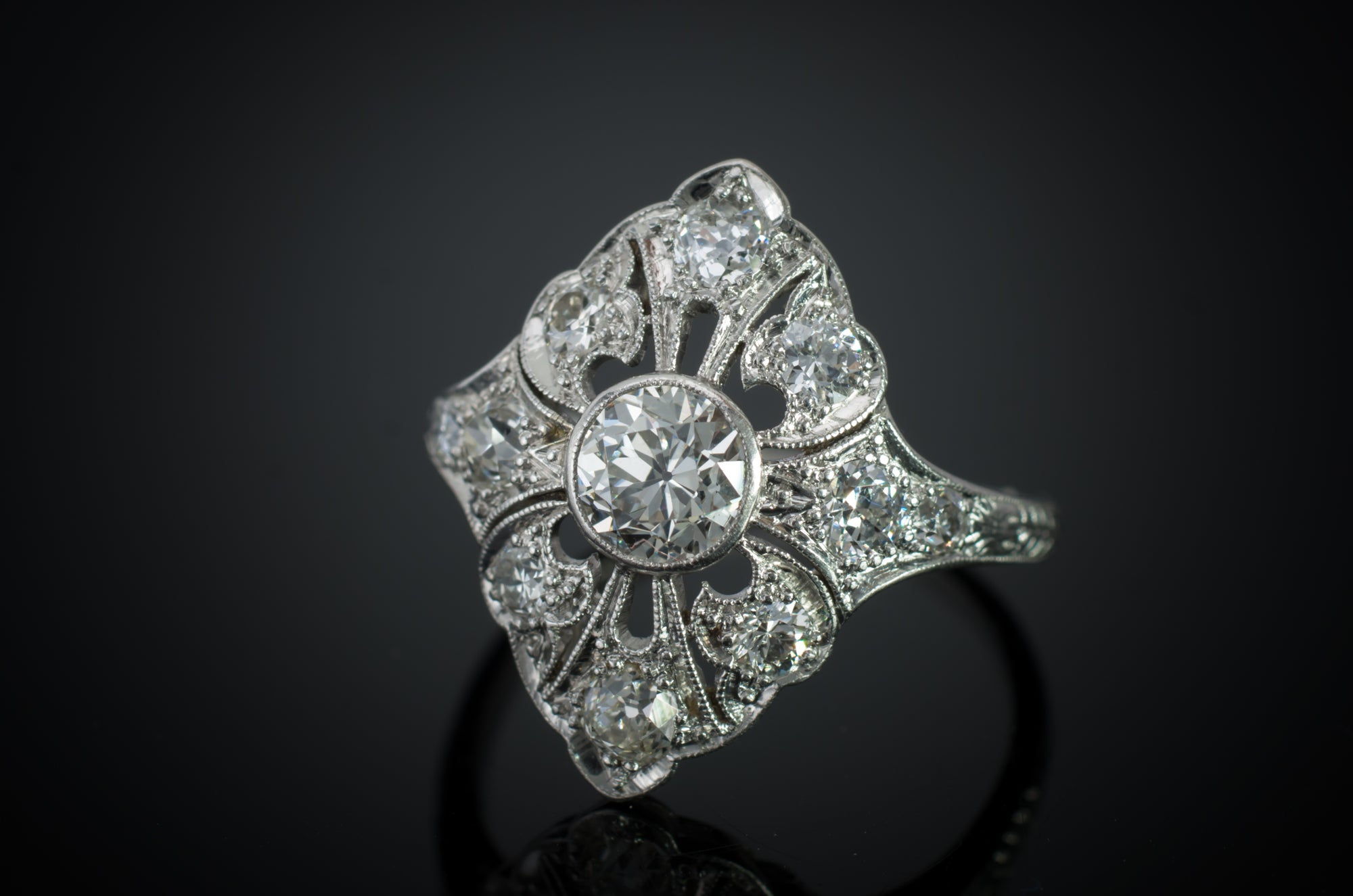 1.43CTW EDWARDIAN OLD EUROPEAN CUT DIAMOND RING - SinCityFinds Jewelry