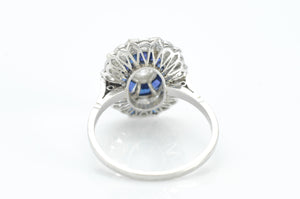 OLD EUROPEAN CUT DIAMOND AND SAPPHIRE TARGET RING. - SinCityFinds Jewelry