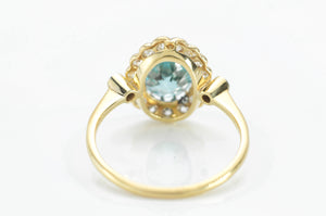 BLUE ZIRCON AND DIAMOND RING - SinCityFinds Jewelry