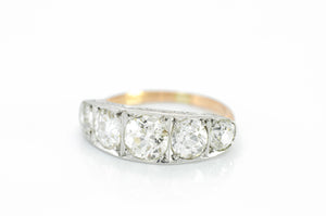 2.88CTW FIVE STONE BAND IN PLATINUM AND GOLD - SinCityFinds Jewelry