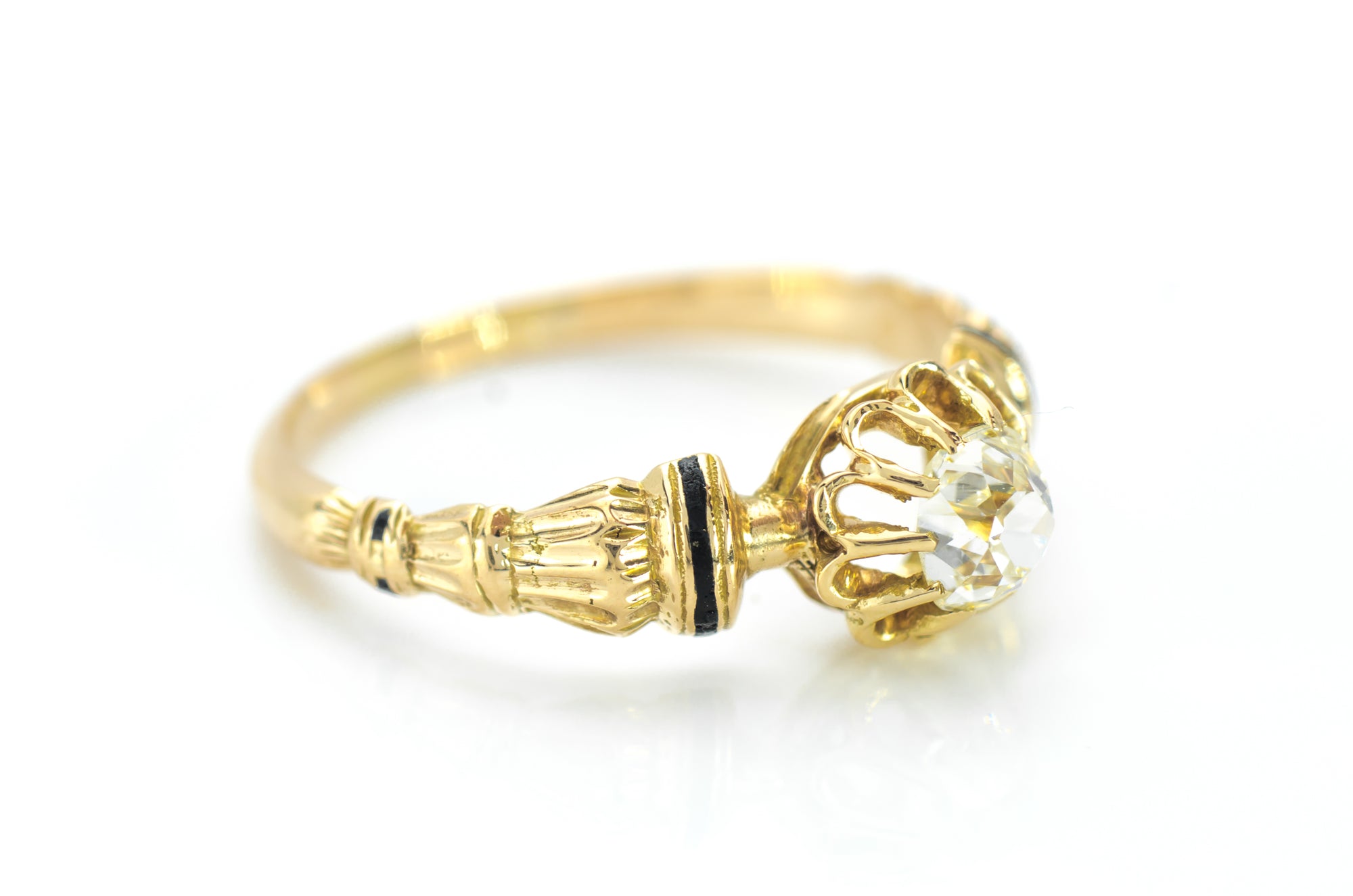 0.50CTW ENAMEL ACCENTED DIAMOND SOLITAIRE - SinCityFinds Jewelry