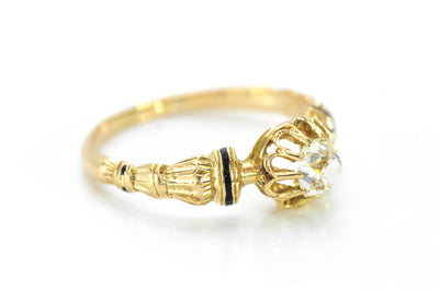 0.50CTW ENAMEL ACCENTED DIAMOND SOLITAIRE - SinCityFinds Jewelry