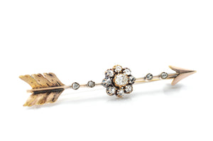 18K GOLD ARROW AND DIAMOND BROOCH - SinCityFinds Jewelry