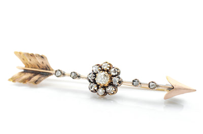 18K GOLD ARROW AND DIAMOND BROOCH - SinCityFinds Jewelry