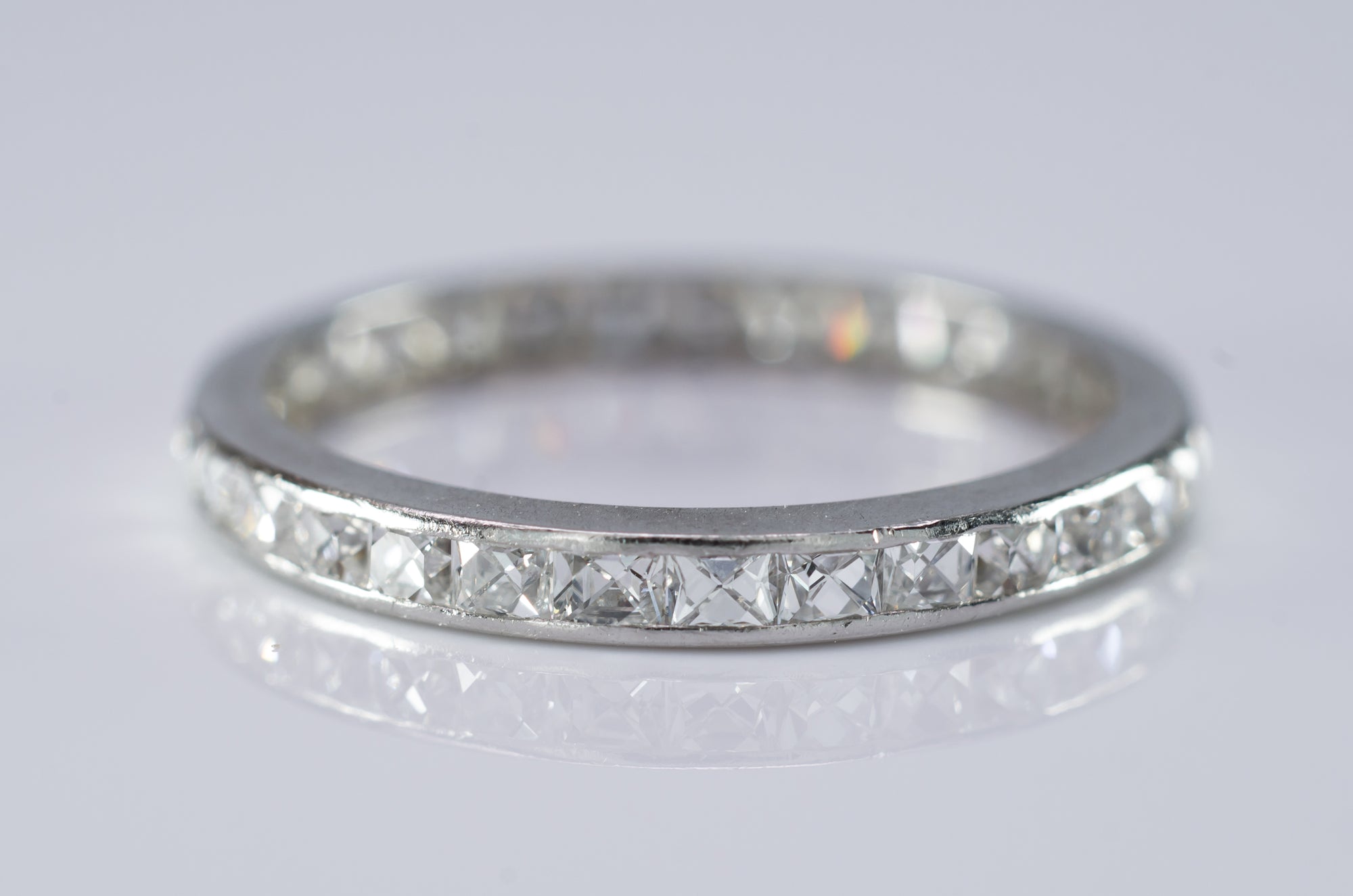FRENCH CUT ETERNITY PLATINUM BAND - SinCityFinds Jewelry
