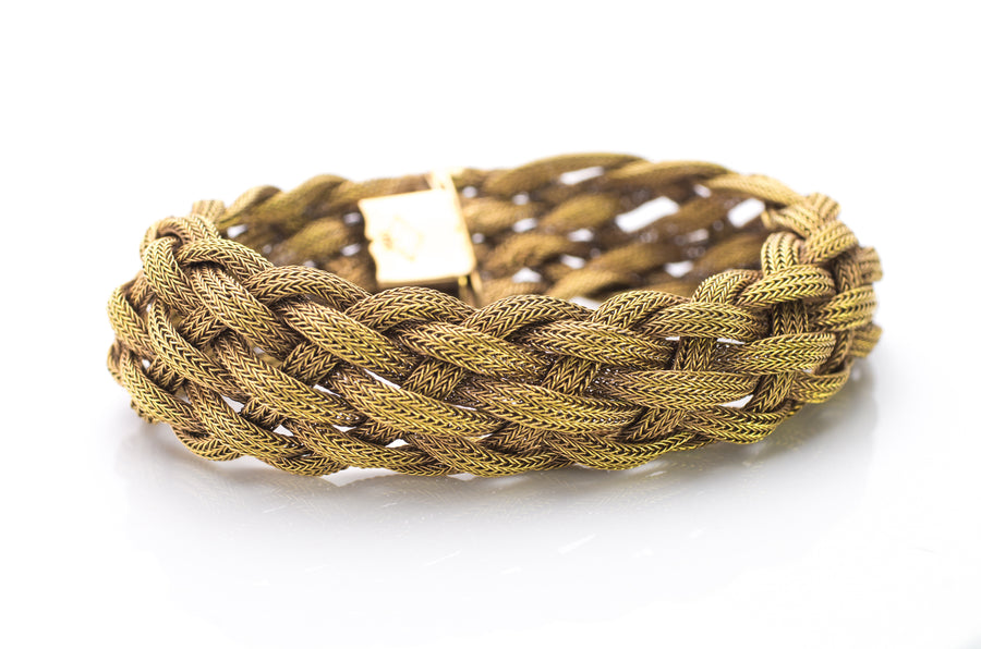 39G 18K GOLD WOVEN BRACELET - SinCityFinds Jewelry