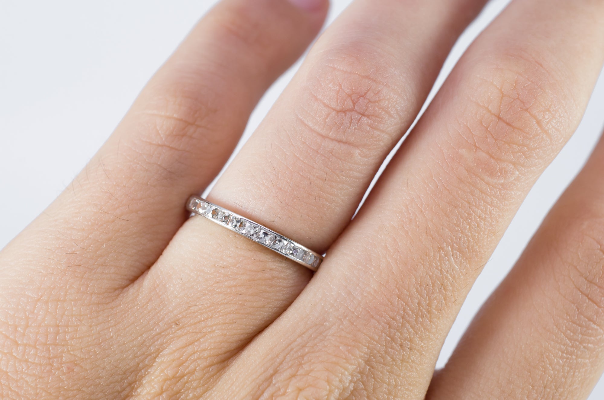 FRENCH CUT ETERNITY PLATINUM BAND - SinCityFinds Jewelry