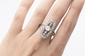 ELONGATED OVAL OLD CUT DIAMOND RING - SinCityFinds Jewelry