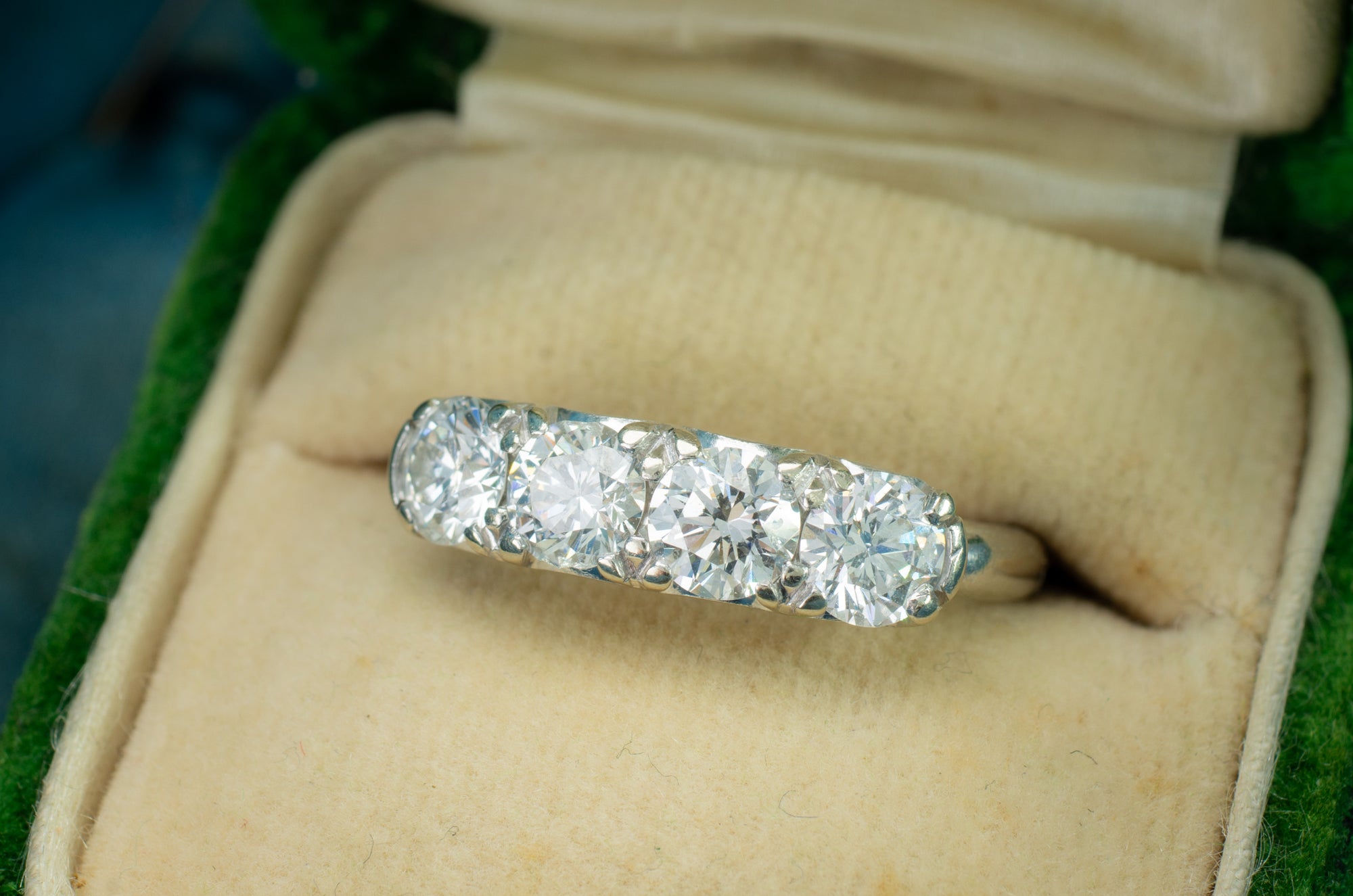 1.28CTW ROUND BRILLIANT FOUR STONE BAND IN 18K - SinCityFinds Jewelry