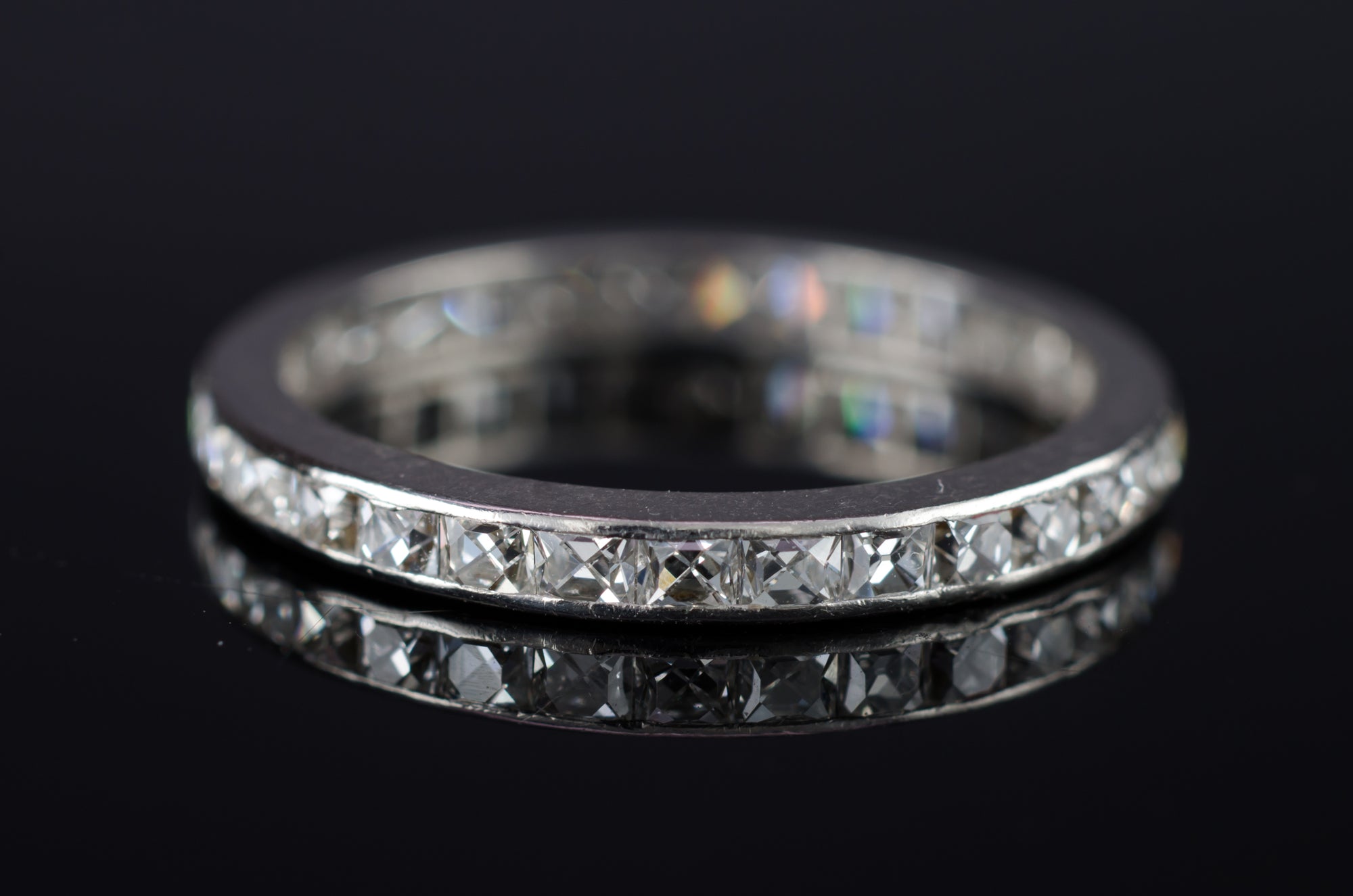 FRENCH CUT ETERNITY PLATINUM BAND - SinCityFinds Jewelry
