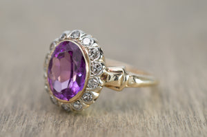 VINTAGE AMETHYST AND SINGLE CUT DIAMOND RING - SinCityFinds Jewelry