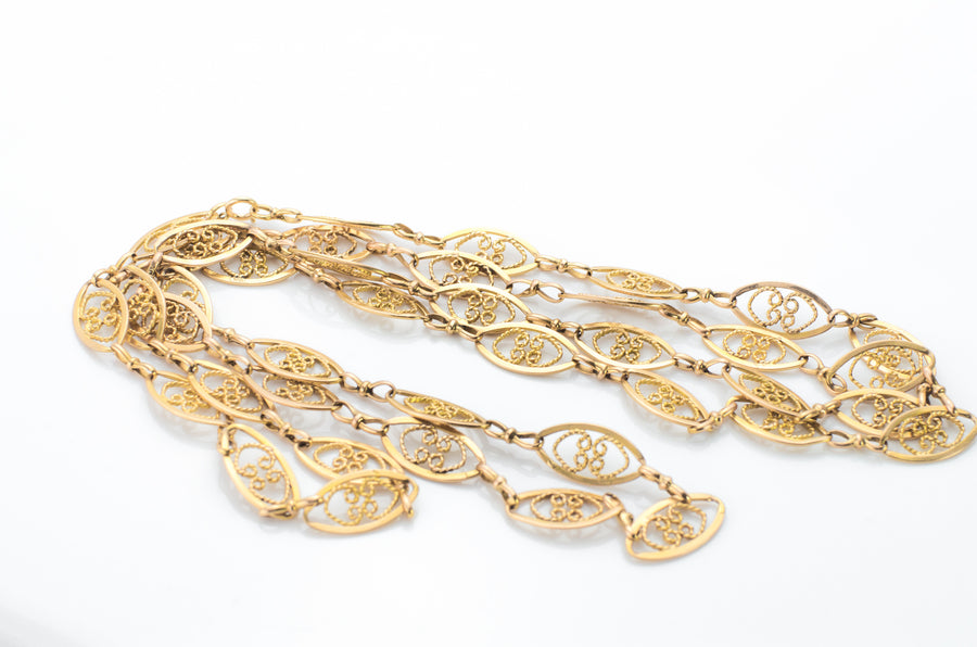 39 GRAM 18K GOLD FRENCH FILIGREE CHAIN - SinCityFinds Jewelry