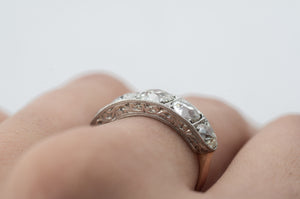 2.88CTW FIVE STONE BAND IN PLATINUM AND GOLD - SinCityFinds Jewelry