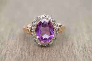 VINTAGE AMETHYST AND SINGLE CUT DIAMOND RING - SinCityFinds Jewelry