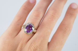 VINTAGE AMETHYST AND SINGLE CUT DIAMOND RING - SinCityFinds Jewelry