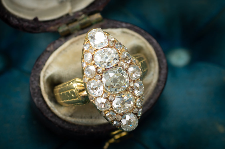 2.5CTW MINE CUT DIAMOND NAVETTE - SinCityFinds Jewelry