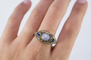 4.62CTW VINTAGE STAR SAPPHIRE CABOCHON RING - SinCityFinds Jewelry