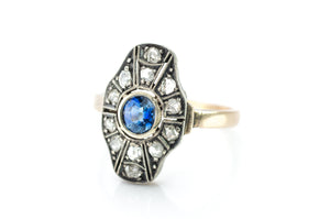 SAPPHIRE AND ROSE CUT DIAMOND RING - SinCityFinds Jewelry