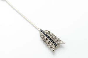 ART DECO JABOT ARROW PIN WITH ONYX AND DIAMONDS - SinCityFinds Jewelry