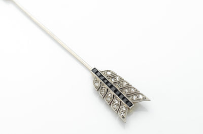 ART DECO JABOT ARROW PIN WITH ONYX AND DIAMONDS - SinCityFinds Jewelry