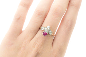 ANTIQUE NATURAL RUBY AND OLD CUT DIAMOND RING - SinCityFinds Jewelry