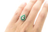 PEAR ROSE CUT DIAMOND AND FRENCH CUT EMERALD RING - SinCityFinds Jewelry