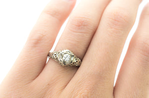 VINTAGE 18K GOLD DIAMOND SOLITAIRE - SinCityFinds Jewelry