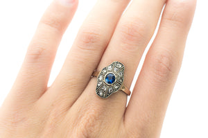 SAPPHIRE AND ROSE CUT DIAMOND RING - SinCityFinds Jewelry