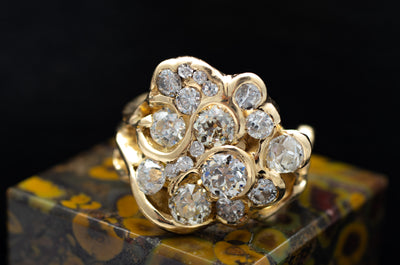 2.7CTW FREEFORM OLD EUROPEAN CUT DIAMOND RING - SinCityFinds Jewelry