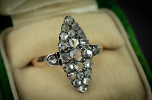 ANTIQUE ROSE CUT DIAMOND NAVETTE RING - SinCityFinds Jewelry