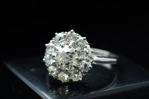 1.7CTW OLD EUROPEAN CUT DIAMOND HALO RING IN PLATINUM - SinCityFinds Jewelry