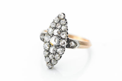 ANTIQUE ROSE CUT DIAMOND NAVETTE RING - SinCityFinds Jewelry