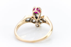 ANTIQUE NATURAL RUBY AND OLD CUT DIAMOND RING - SinCityFinds Jewelry