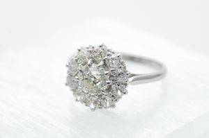 1.7CTW OLD EUROPEAN CUT DIAMOND HALO RING IN PLATINUM - SinCityFinds Jewelry