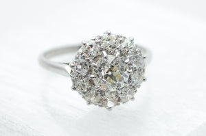 1.7CTW OLD EUROPEAN CUT DIAMOND HALO RING IN PLATINUM - SinCityFinds Jewelry