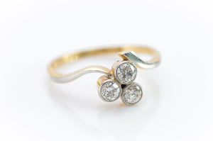 ANTIQUE TREEFOIL OLD EUROPEAN CUT DIAMOND RING - SinCityFinds Jewelry