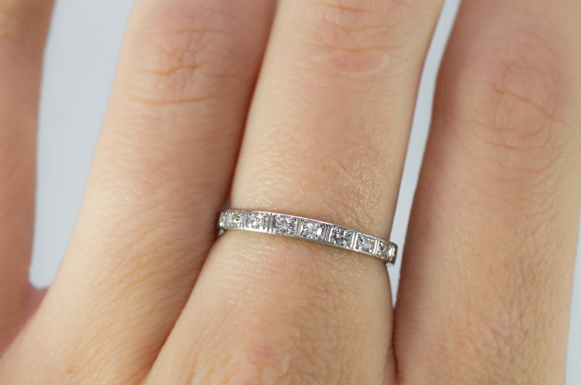 ART DECO PLATINUM HALF ETERNITY BAND - SinCityFinds Jewelry