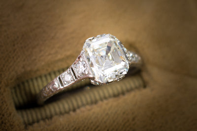 1.88CTW ANTIQUE STEP CUT DIAMOND RING - SinCityFinds Jewelry