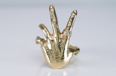 HEAVY VINTAGE FIGURAL HAND  RING - SinCityFinds Jewelry