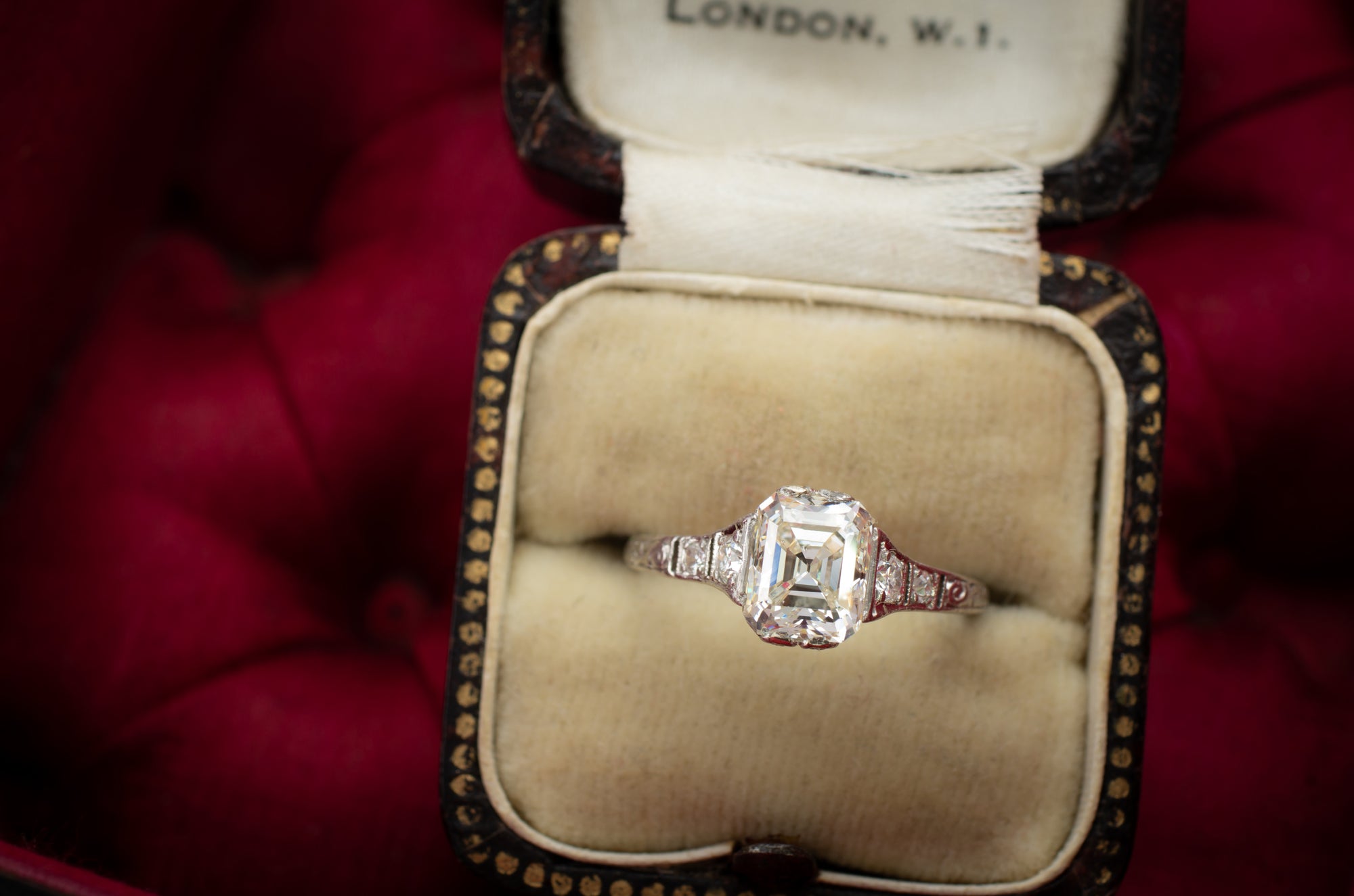 1.88CTW ANTIQUE STEP CUT DIAMOND RING - SinCityFinds Jewelry