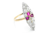 ANTIQUE RUBY AND OLD EUROPEAN CUT NAVETTE RING - SinCityFinds Jewelry