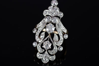 ART NOUVEAU OLD CUT DIAMOND RING 2.60CTW - SinCityFinds Jewelry