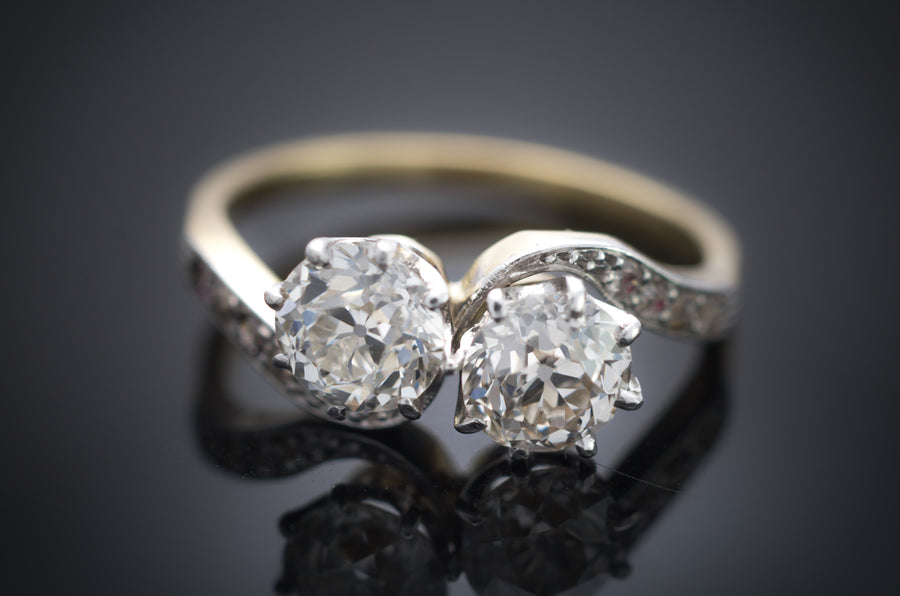 ANTIQUE TOI ET MOI DIAMOND RING - SinCityFinds Jewelry