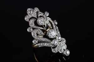 ART NOUVEAU OLD CUT DIAMOND RING 2.60CTW - SinCityFinds Jewelry