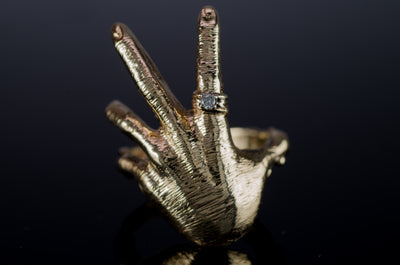 HEAVY VINTAGE FIGURAL HAND  RING - SinCityFinds Jewelry